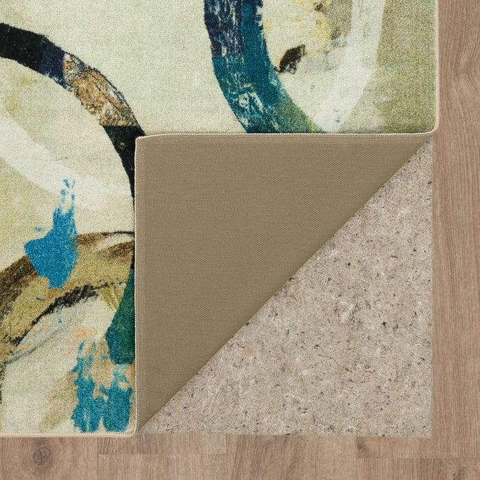 Technicolor Circles Brown & Blue Area Rug