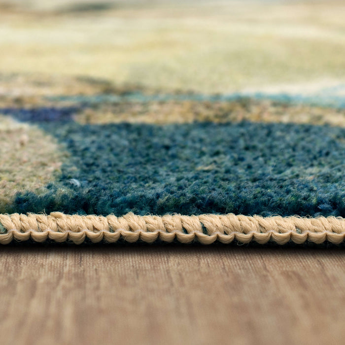 Technicolor Circles Brown & Blue Area Rug