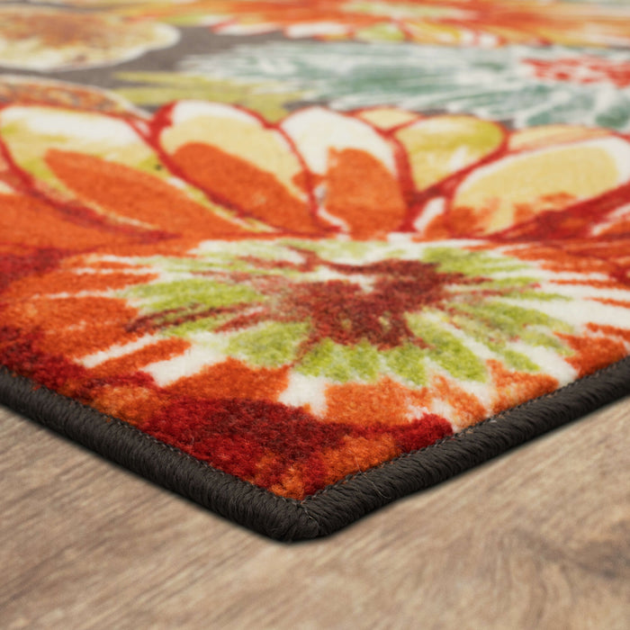Marina Wildflower Gray & Orange Area Rug