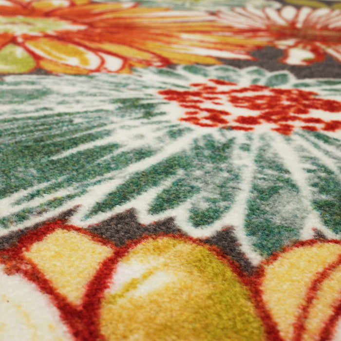 Marina Wildflower Gray & Orange Area Rug