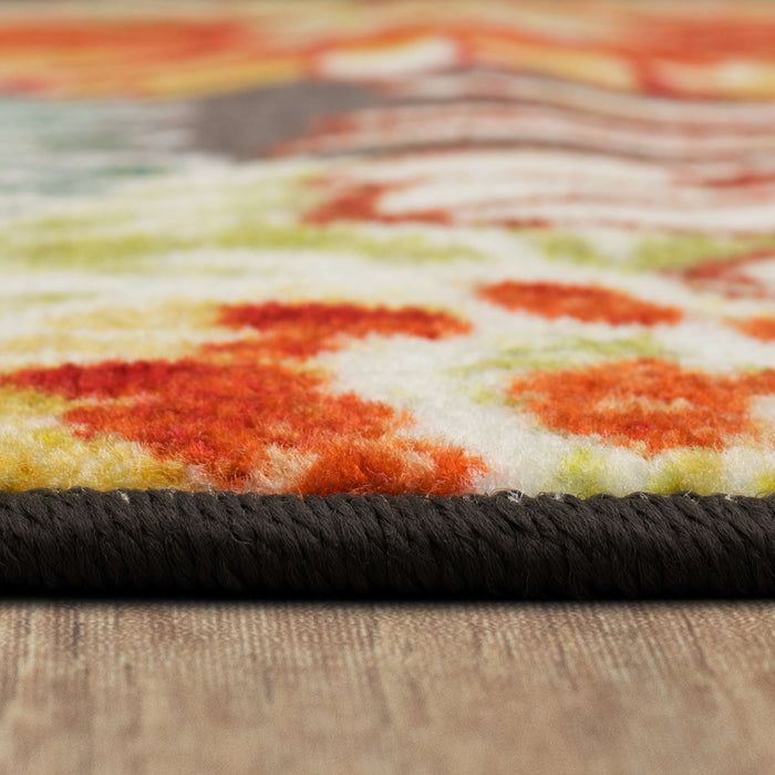Marina Wildflower Gray & Orange Area Rug
