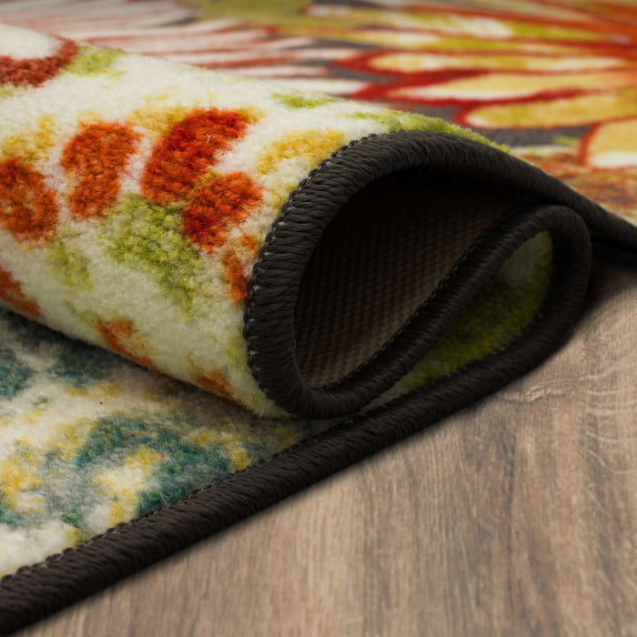 Marina Wildflower Gray & Orange Area Rug