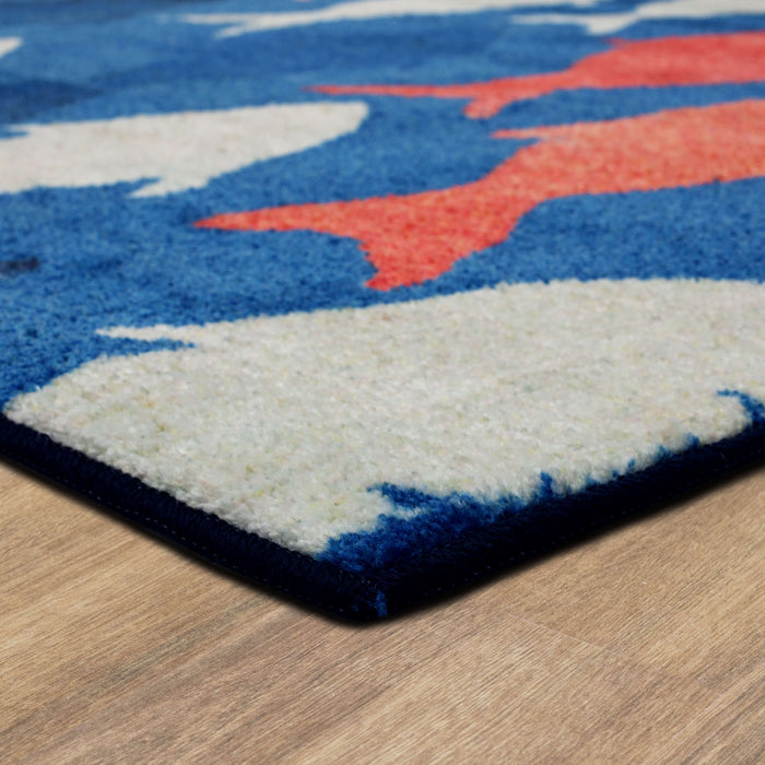 Technicolor Catch Blue & Orange Area Rug