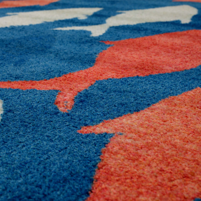 Technicolor Catch Blue & Orange Area Rug