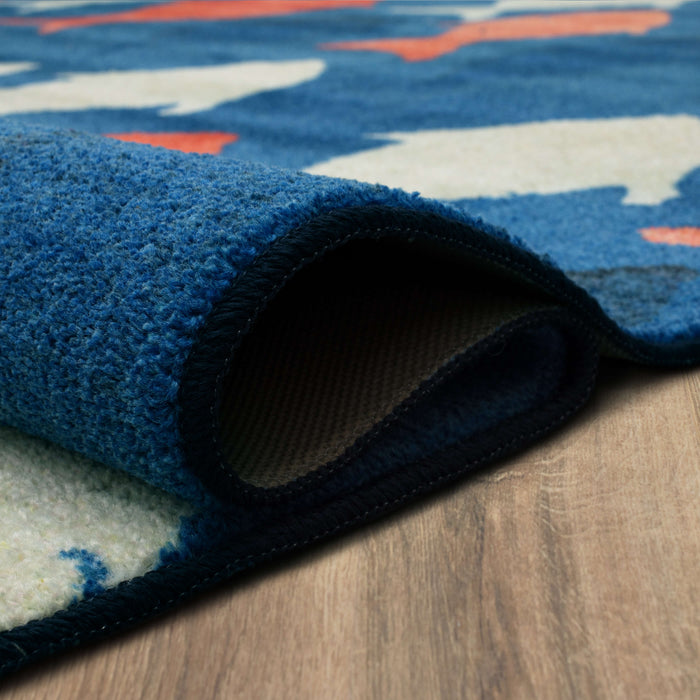Technicolor Catch Blue & Orange Area Rug