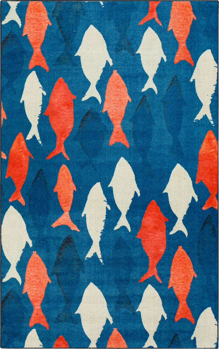 Technicolor Catch Blue & Orange Area Rug