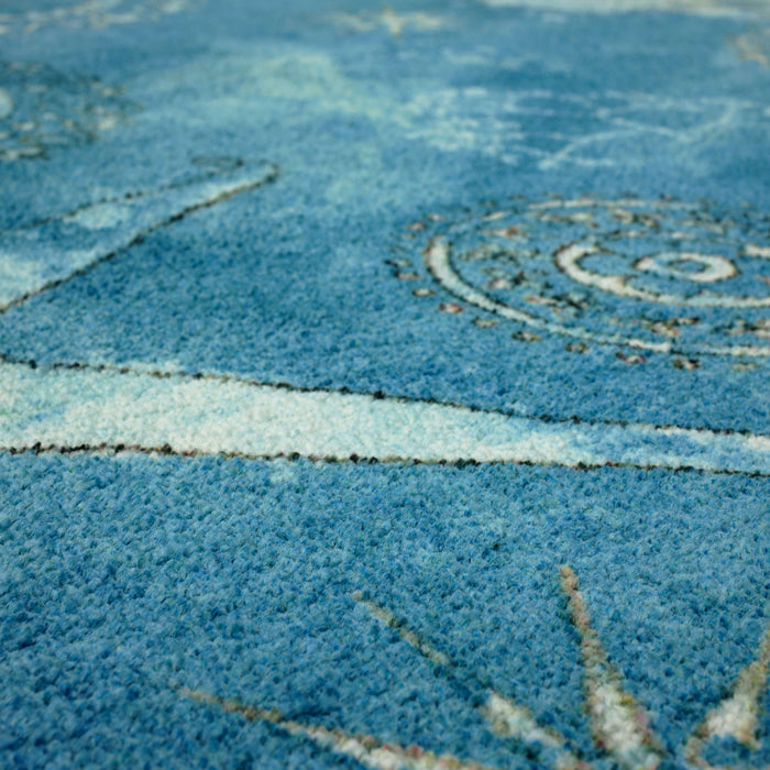 Technicolor Seaside Splash Blue Area Rug