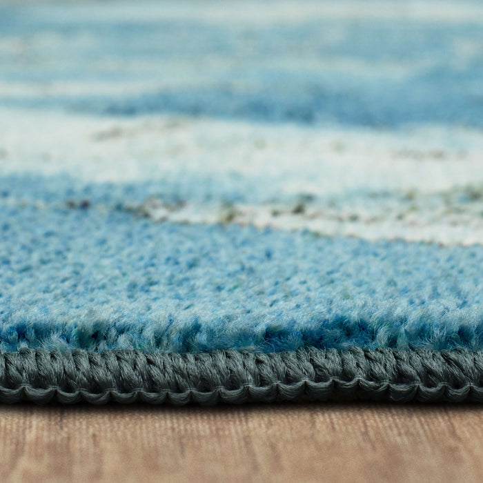 Technicolor Seaside Splash Blue Area Rug