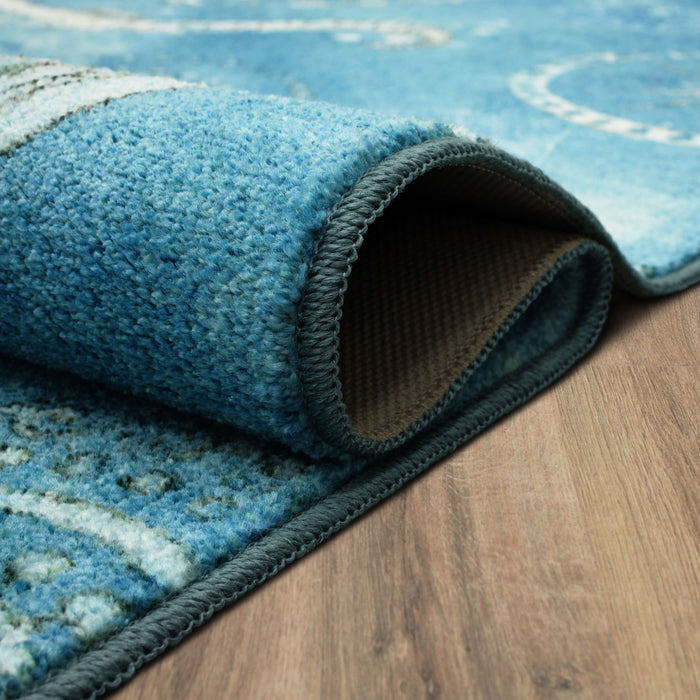 Technicolor Seaside Splash Blue Area Rug