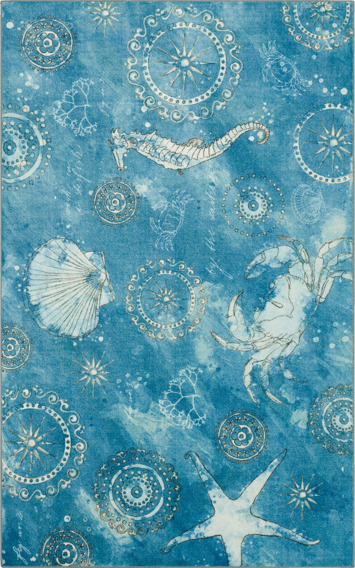 Technicolor Seaside Splash Blue Area Rug