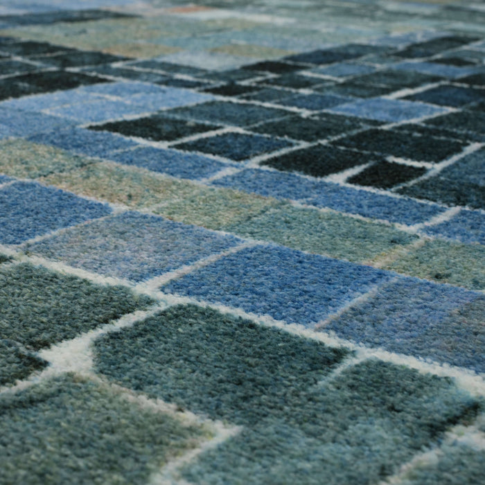 Technicolor Cobblestone Chic Blue Area Rug