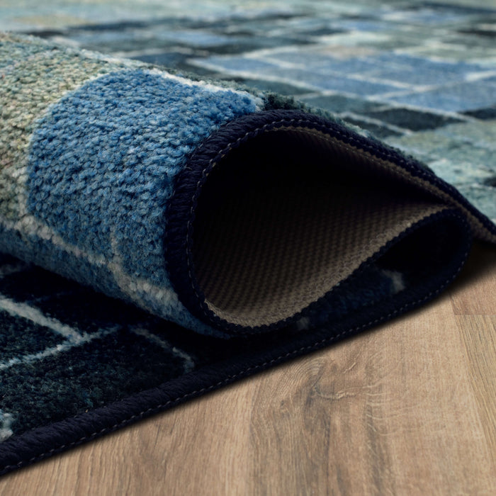 Technicolor Cobblestone Chic Blue Area Rug