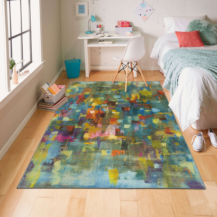 Technicolor Confetti Blue & Green Area Rug