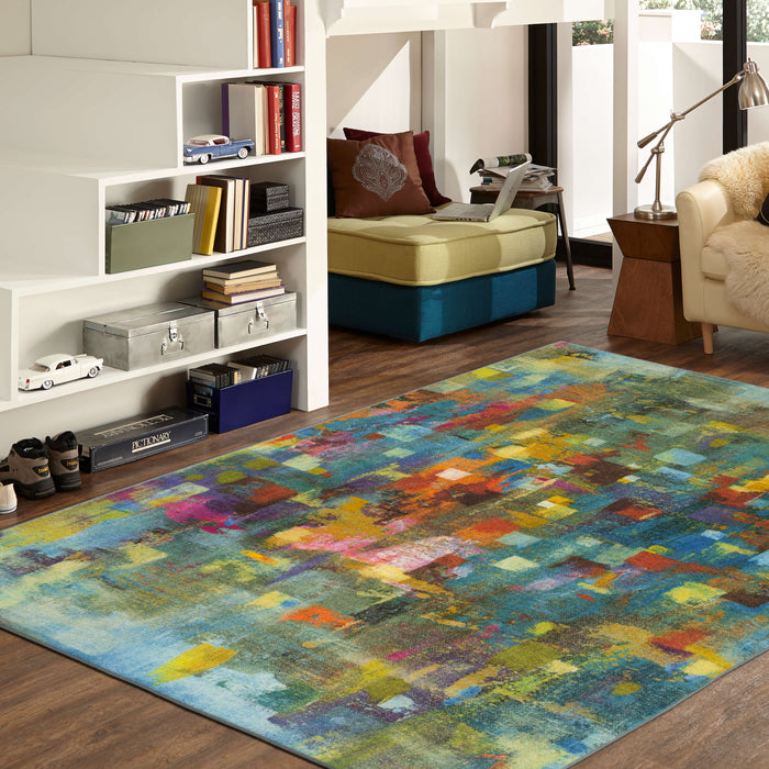 Technicolor Confetti Blue & Green Area Rug