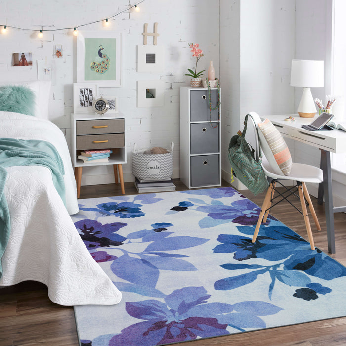 Technicolor Blooms Blue & Purple Area Rug