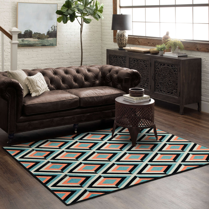 Technicolor Astoria Black & Blue Area Rug