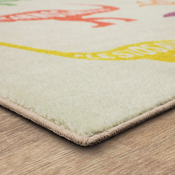 Technicolor Prehistoric White Area Rug