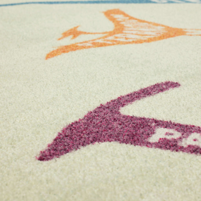 Technicolor Prehistoric White Area Rug