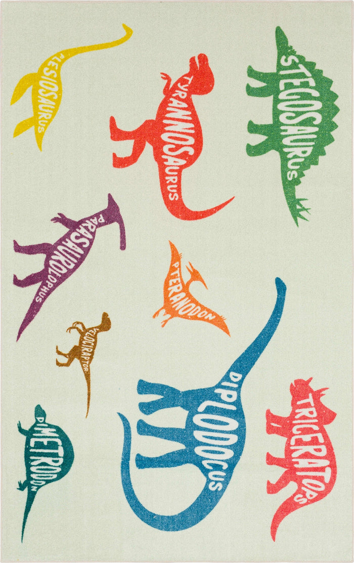 Technicolor Prehistoric White Area Rug