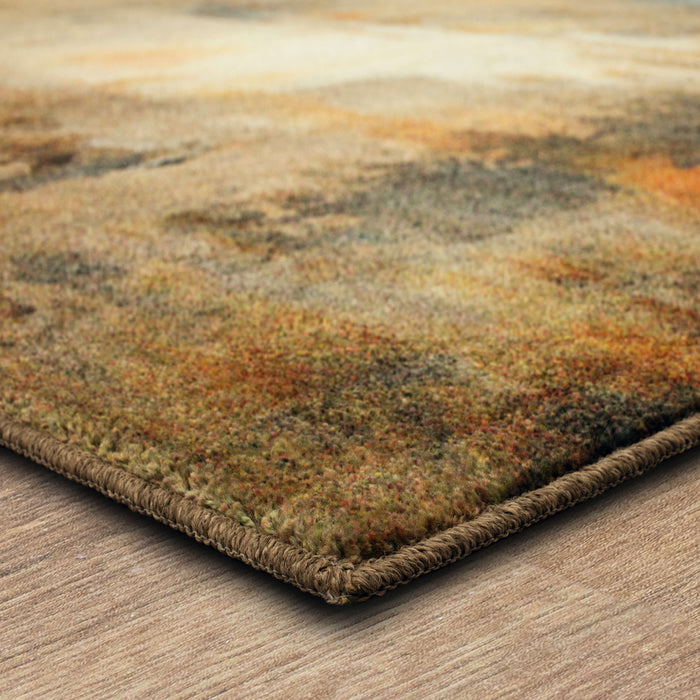 Technicolor Distressed Gray & Orange Area Rug
