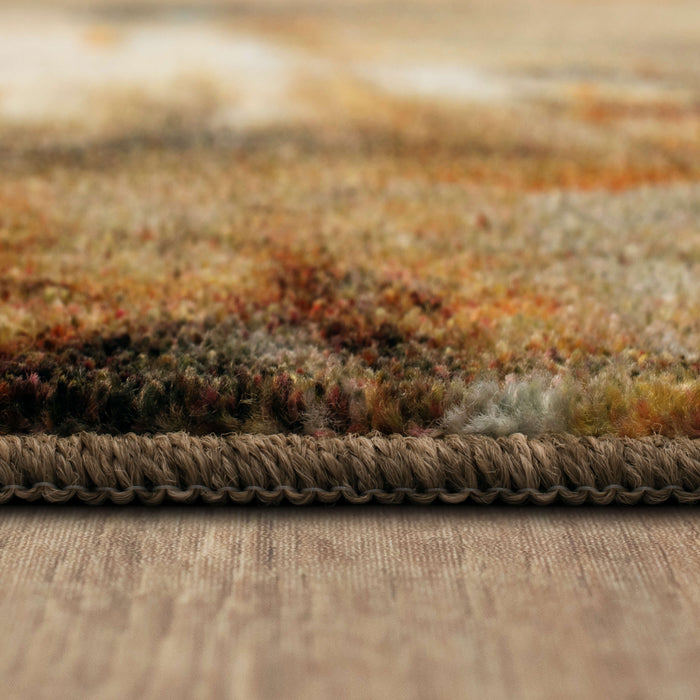 Technicolor Distressed Gray & Orange Area Rug