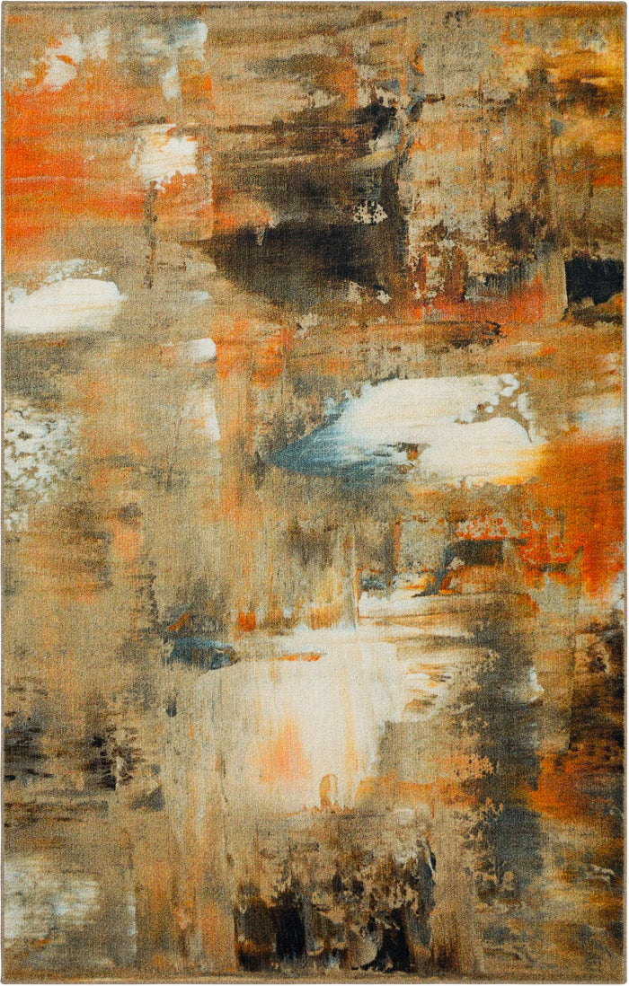 Technicolor Distressed Gray & Orange Area Rug