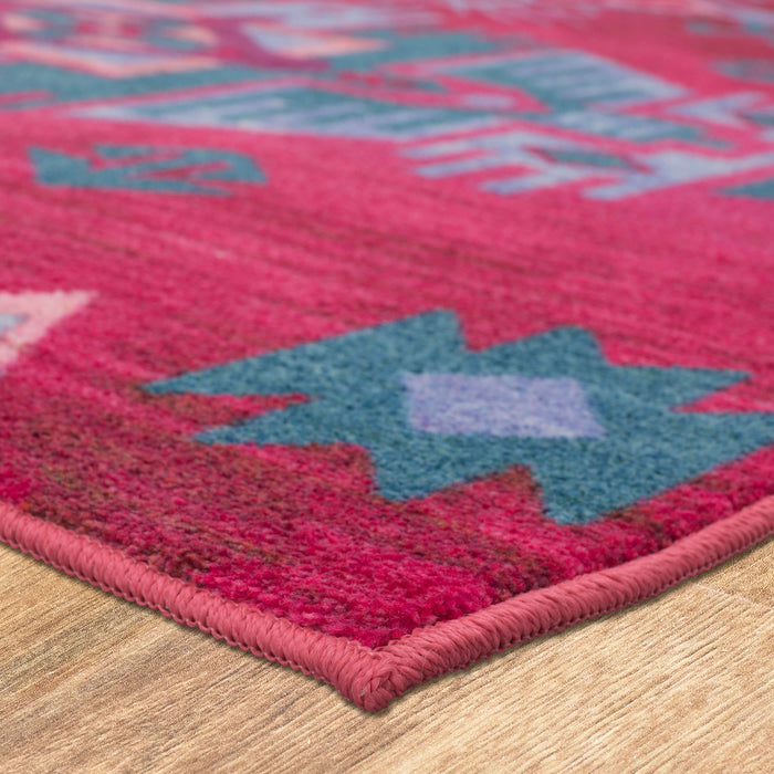 Technicolor Aztec Pink & Blue Area Rug