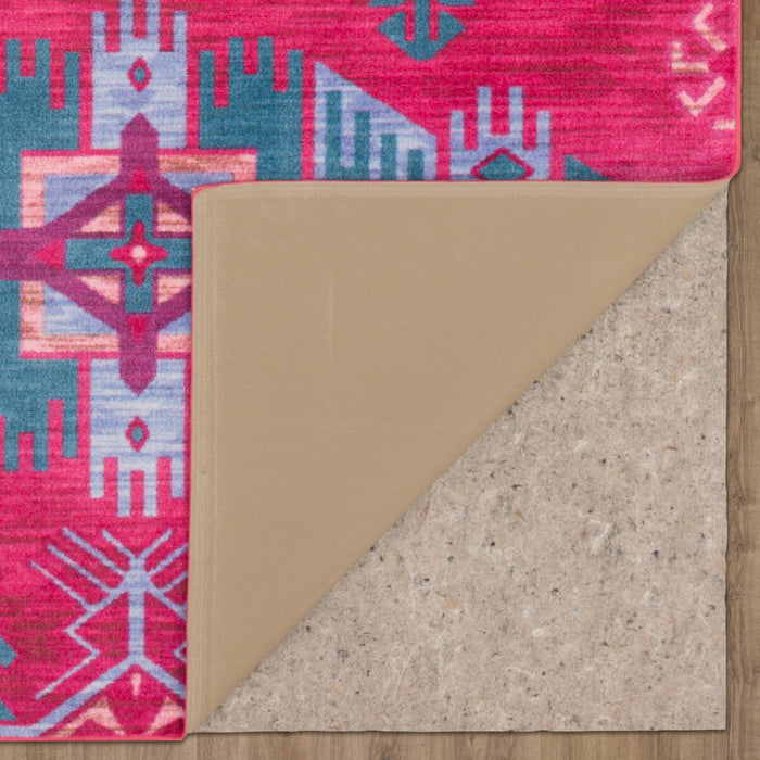 Technicolor Aztec Pink & Blue Area Rug