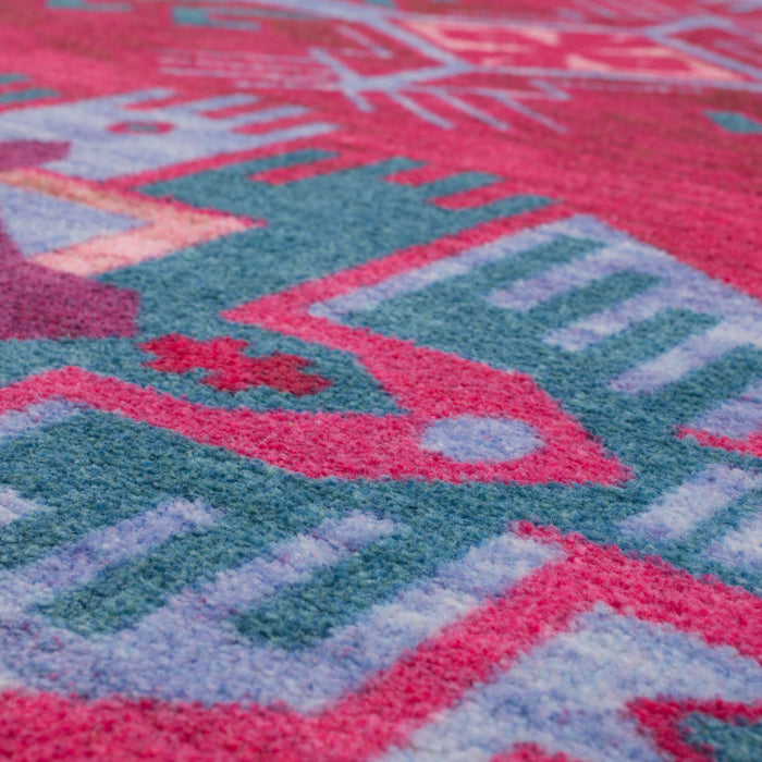 Technicolor Aztec Pink & Blue Area Rug
