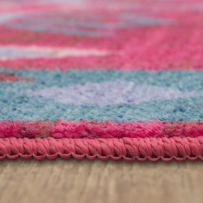 Technicolor Aztec Pink & Blue Area Rug