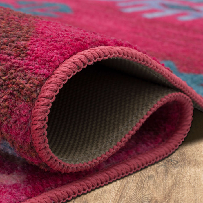 Technicolor Aztec Pink & Blue Area Rug