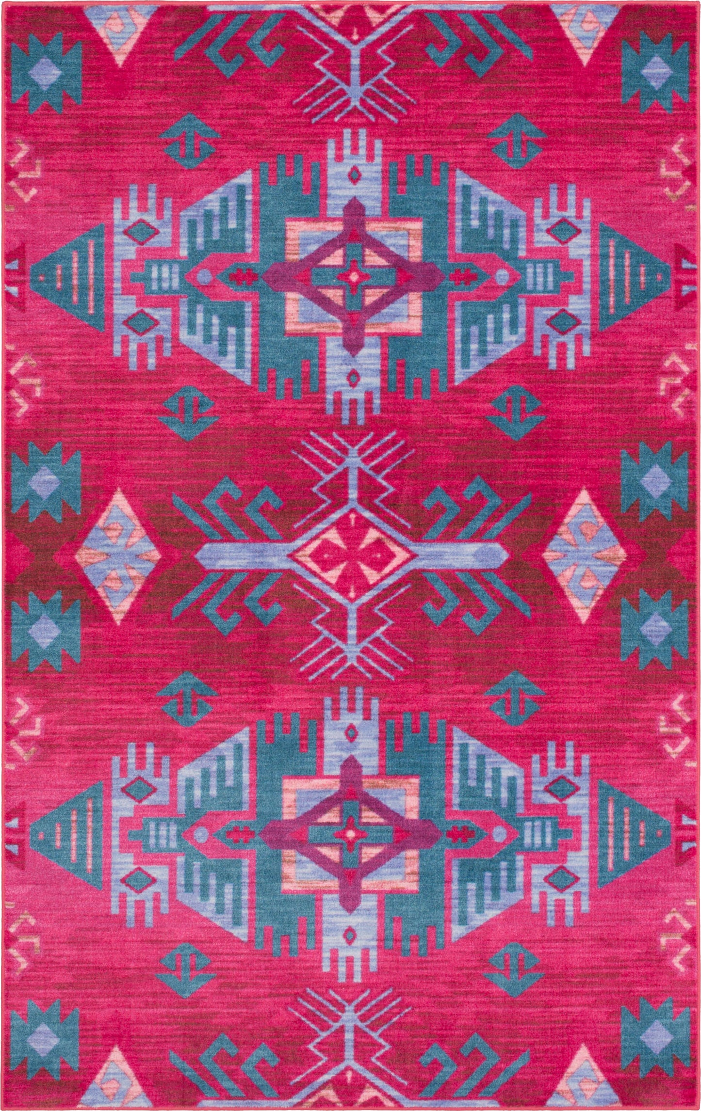 Technicolor Aztec Pink & Blue Area Rug