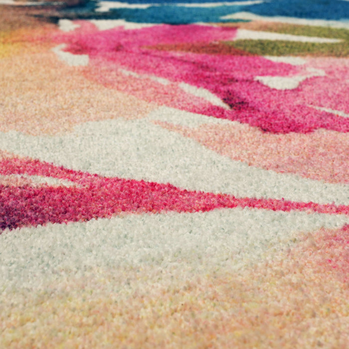 Technicolor Avery White & Pink Area Rug