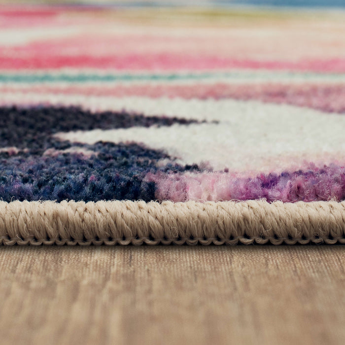 Technicolor Avery White & Pink Area Rug