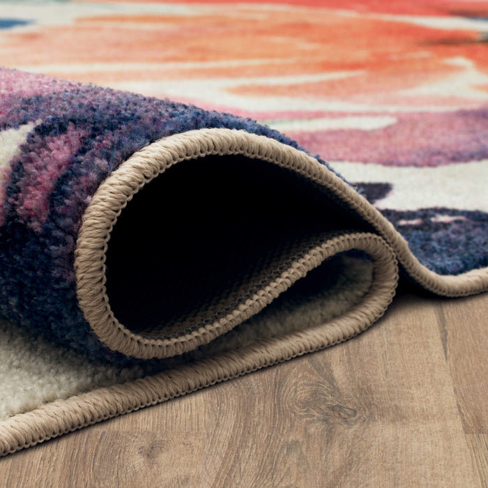 Technicolor Avery White & Pink Area Rug