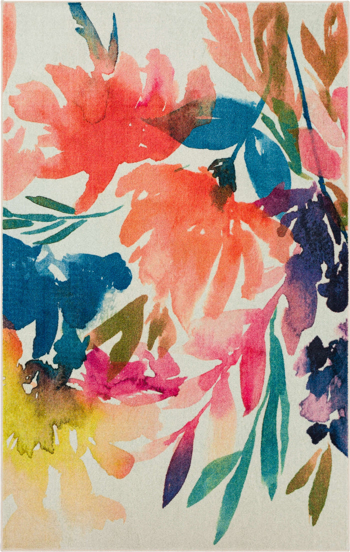 Technicolor Avery White & Pink Area Rug