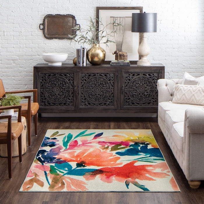 Technicolor Avery White & Pink Area Rug