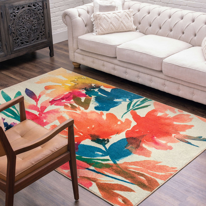 Technicolor Avery White & Pink Area Rug
