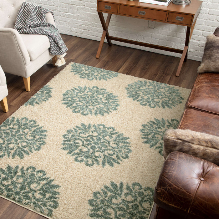 Hudson Edmonton White & Blue Area Rug