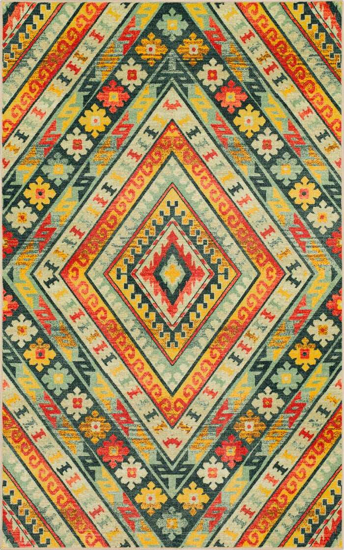 Technicolor Amelia Gold & Green Area Rug