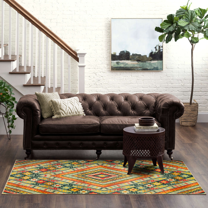 Technicolor Amelia Gold & Green Area Rug