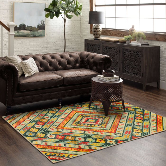Technicolor Amelia Gold & Green Area Rug