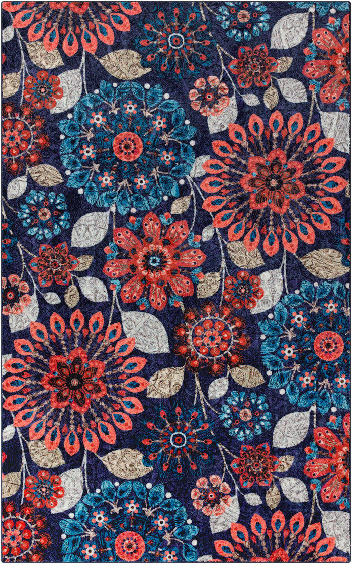 Technicolor Vintage Blue & Orange Area Rug