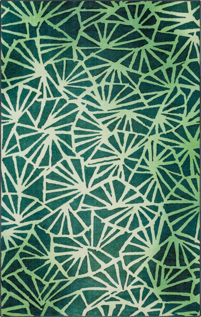 Technicolor Webbed Forest Green Area Rug