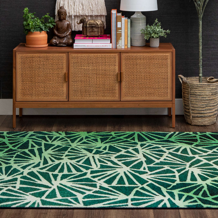 Technicolor Webbed Forest Green Area Rug