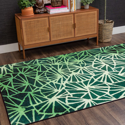 Technicolor Webbed Forest Green Area Rug