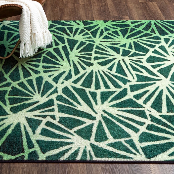 Technicolor Webbed Forest Green Area Rug