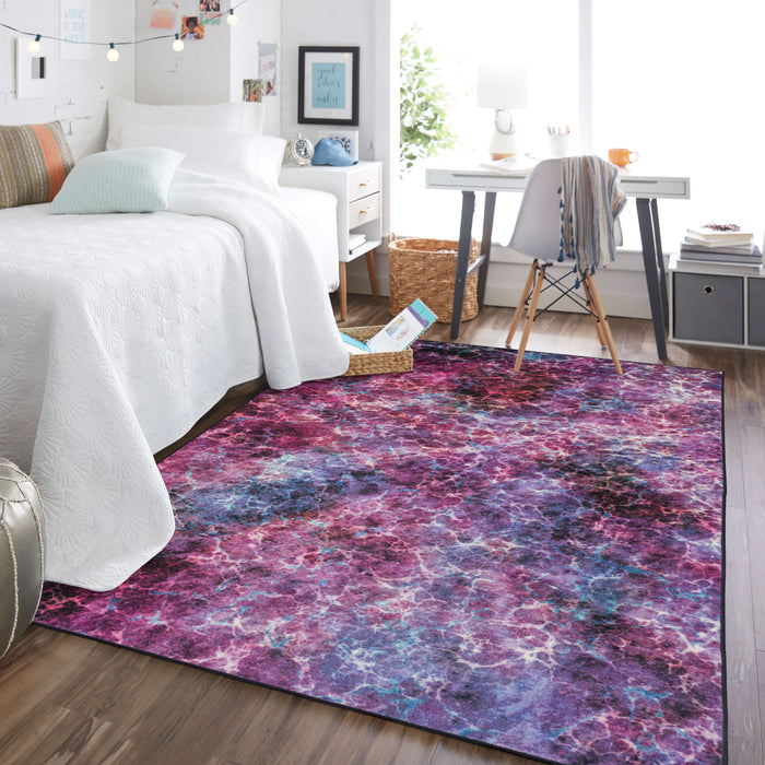 Technicolor Tiles Purple Area Rug