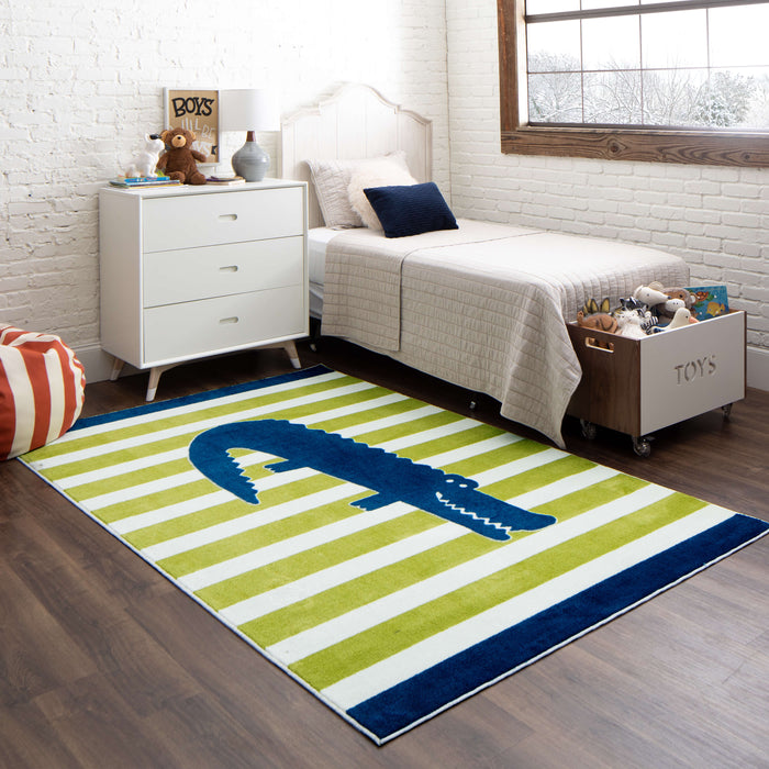 Technicolor Happy Alligator Multi Area Rug