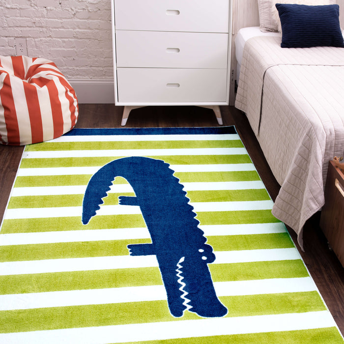 Technicolor Happy Alligator Multi Area Rug